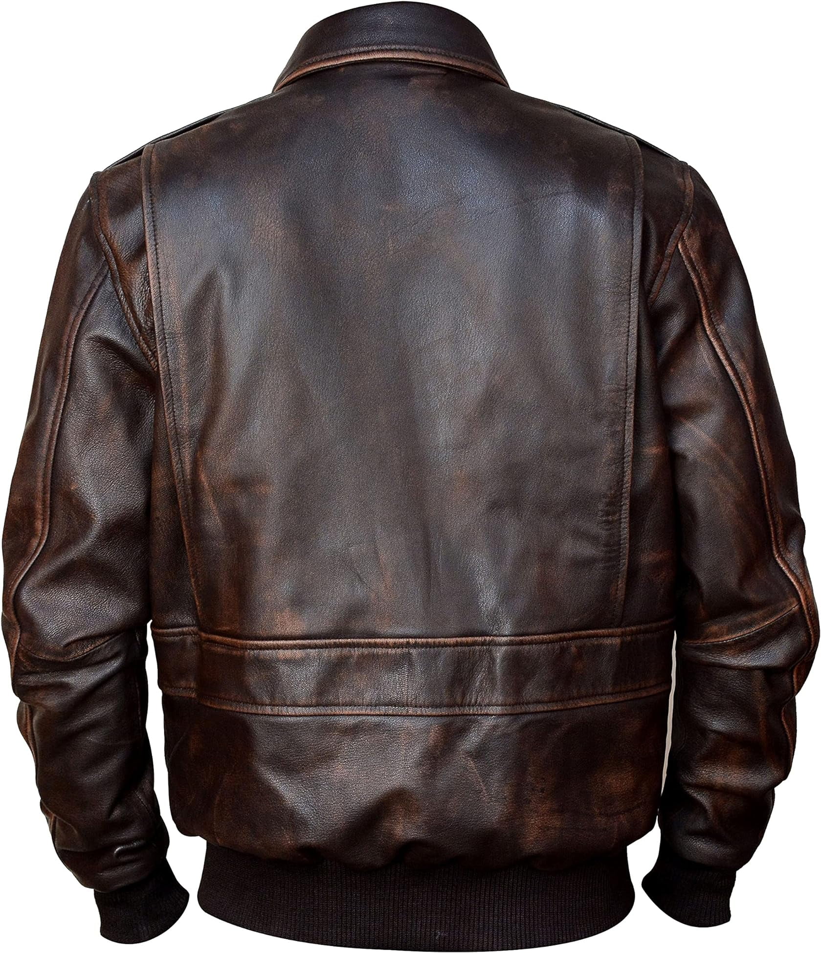 Men's A2 Bomber Distressed Brown Leather Jacket - Walmart.com