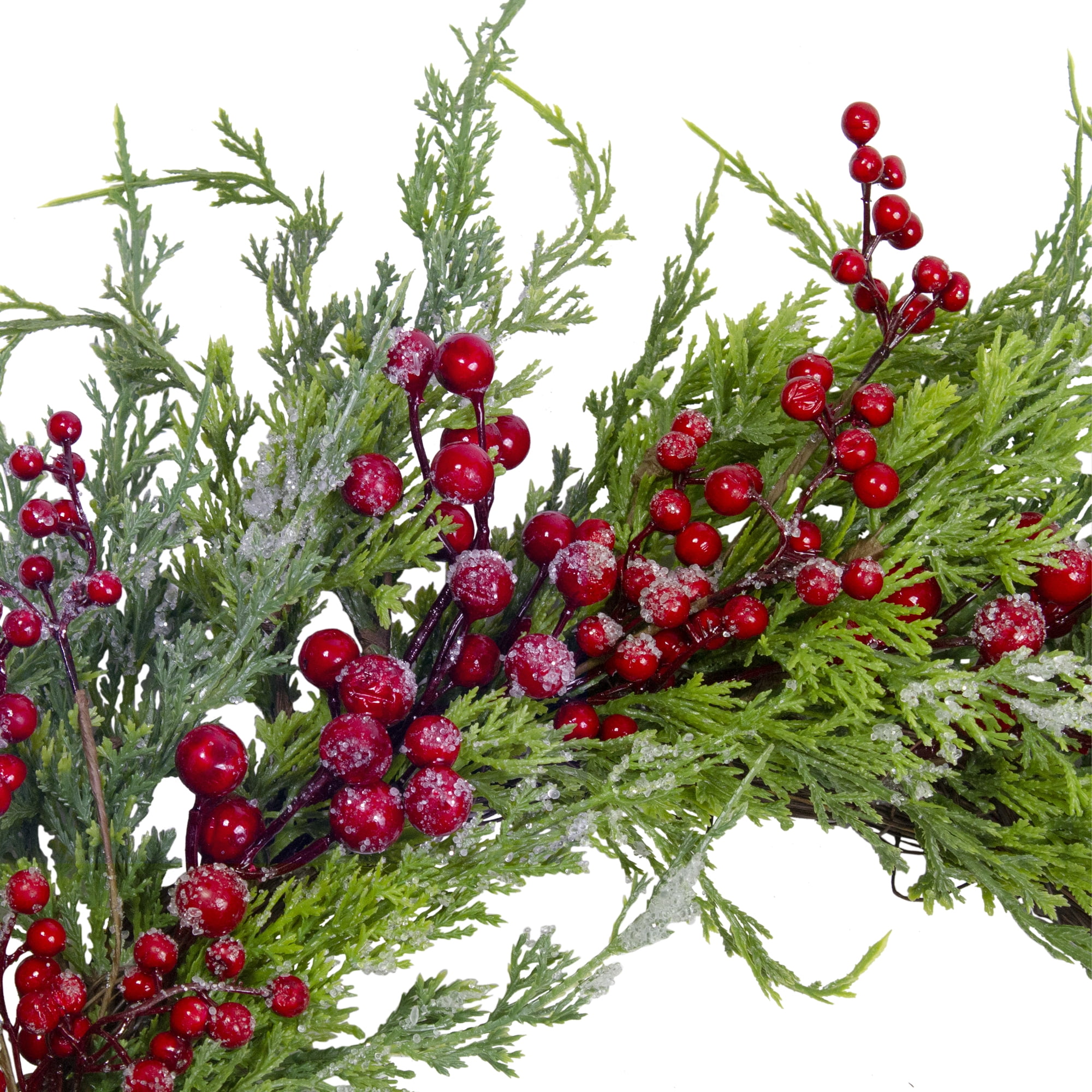 Frosted Red Berries Artificial Christmas Wreath - 26-Inch Unlit