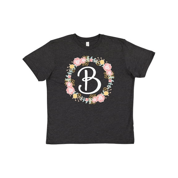 Inktastic B Monogram Alphabet Letter Rose Floral Wreath Youth T-Shirt