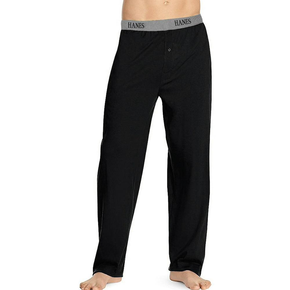 Hanes Men’s Tagless Sleep Lounge Pants Solid Knit Cotton With Fly