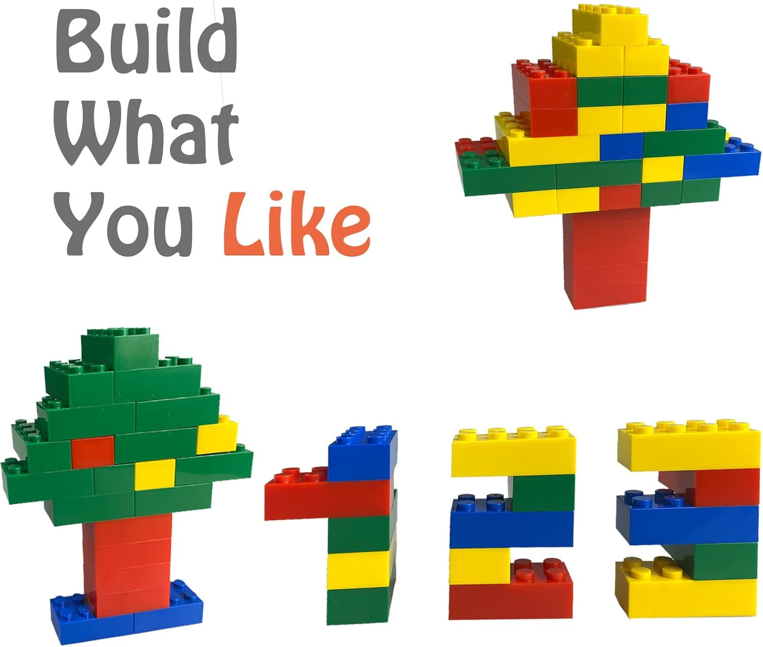 200 Piece Classic Building Bricks, 2x4 Bulk Bricks STEM Creative Building Toys, Red, Yellow, Blue, Green(Samll Bricks, 1.25x0.62x0.47 in)