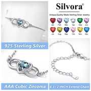 Silvora Women Heart Infinity Bracelet Synthetic Tourmaline Birthstone Sterling Silver Bracelet Birthday Gift for Mother Daughter - October