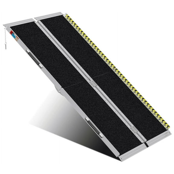 EastVita 10 FT Portable Wheelchair Ramp, Wheel Chair Ramps with Transi tion Plate, Aluminum Wheelchair Ramp with Non-Skid Surface and Reflective Strips, Weight Capacity Up to 600 Lbs