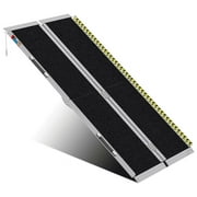 2/3/4/5/6/7/8/9/10 FT Portable Wheelchair Ramp, Wheel Chair Ramps for Homes withTran-sitionPlate, Aluminum Wheelchair Ramp with Non-Skid Surface and Reflective Strips