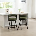 thumbnail image 3 of Zesthouse 26.6″ Swivel Bar Stools Set of 2, Linen Upholstered Counter Stools with Barrel Back and Metal Legs, Modern Counter Height Barstools for Kitchen Island, Green, 3 of 12