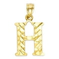 thumbnail image 1 of 10k Solid Gold Nugget Initial Pendant Necklace, Personalized Letter Jewelry, Gifts for Her Letter H with 16 inch Chain, 1 of 2