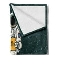 thumbnail image 2 of Funny Soft Flannel Fleece Blanket, Astronaut Hitchhiking Ride to Earth from Neptune Traveling Planets Space Illustration, Cozy Plush for Indoor and Outdoor Use, 50" x 70", Multicolor, by Ambesonne, 2 of 5