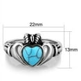 thumbnail image 2 of Luxe Jewelry Designs Stainless Steel Women's Claddagh Ring with Sea Blue Synthetic Turquoise Stone -, 2 of 4
