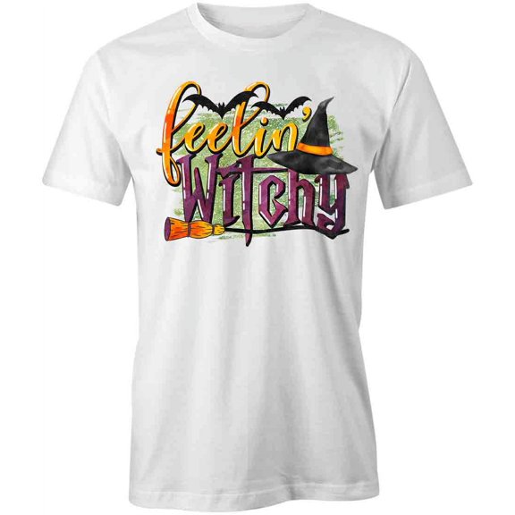 Feelin' Witchy T-Shirt | Funny Halloween White Tee Gift