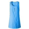 thumbnail image 3 of Robe Mini Décontractée pour Femmes Boho Sans Manches Col Rond Tunique de Fête Hauts Longs Amples Boutons Robes de Plage d'Été Vacances, 3 of 5