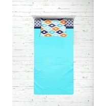 Bacati - Liam Aztec 3-Piece 100% Cotton Percale Toddler Sheet Set, Aqua/Orange/Navy