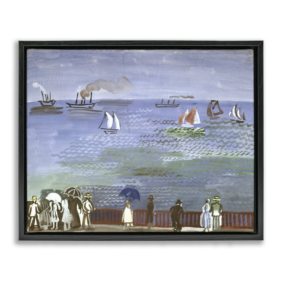 Stupell Industries Classic Raoul Dufy Nautical Scene Landscape & Nature Painting Black Floater Framed Canvas Art Print Wall Art, 21 x 17