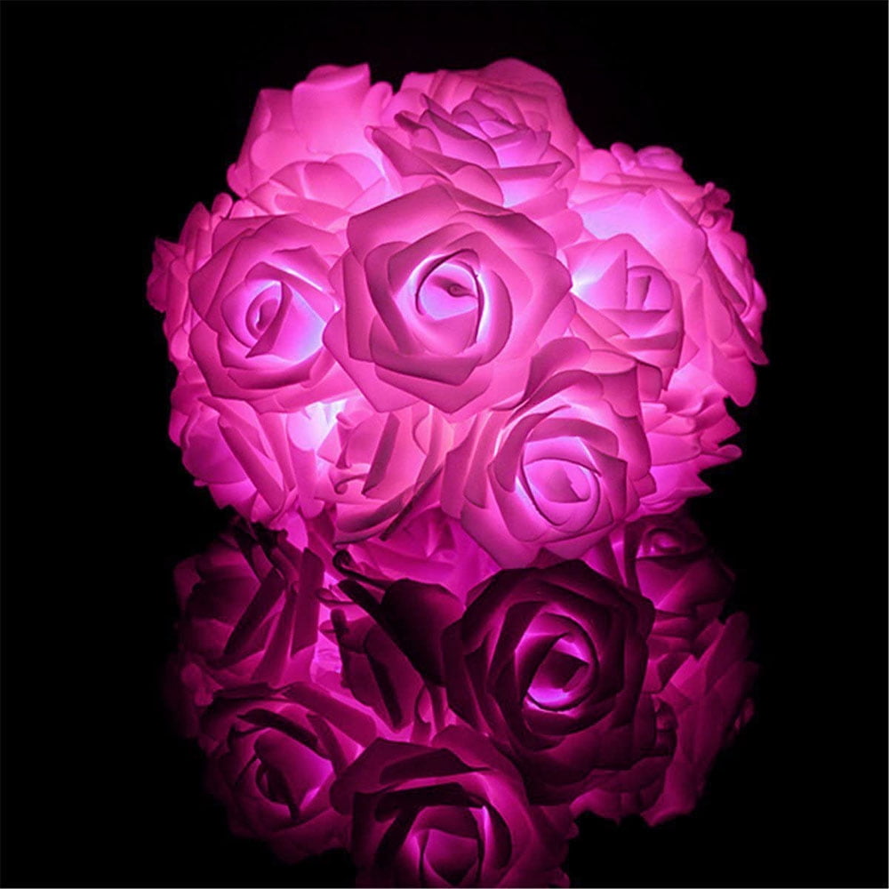 DYstyle LED Rose Flower String Fairy String Lights Artificial Flowers ...