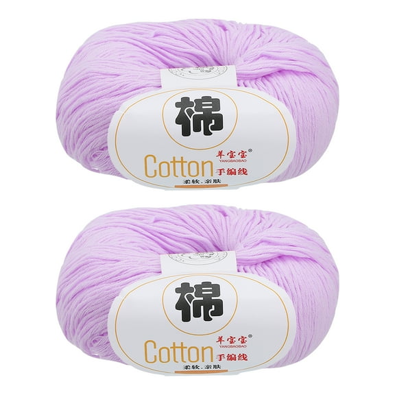 Uxcell 100% Cotton Yarn, 2 Packages of 100g/3.53oz(Per Skein 50g/137yards)/Light Purple