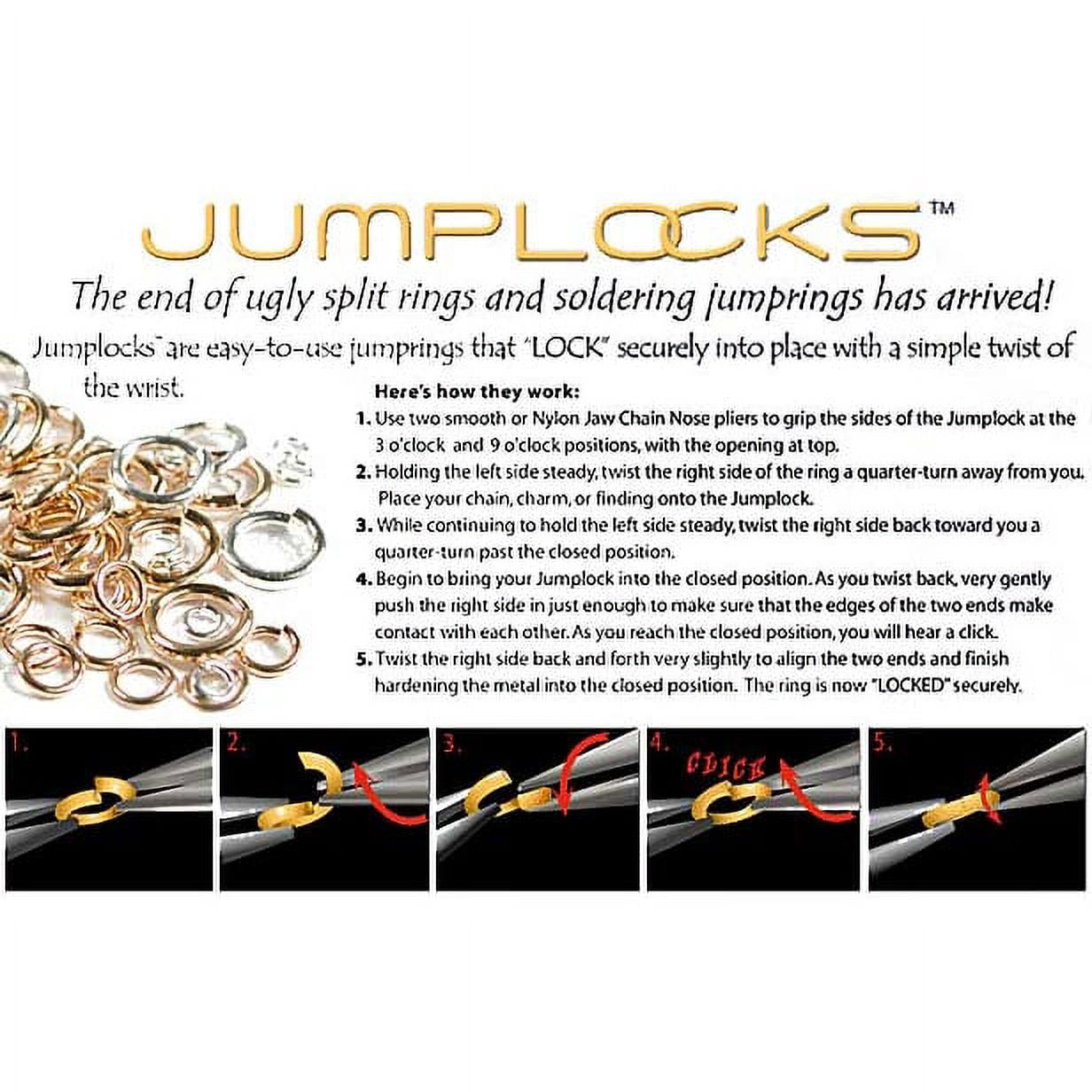JUMPLOCK Jump Rings, Round 4mm 20 Gauge, 50 Piece Bulk Pack, Gold Filled
