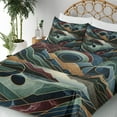 thumbnail image 3 of Ambesonne Lake Fitted & Top Sheet Set with Shams, Fibonacci Details Mountains, Raspberry Pale Teal Blue, 3 of 5