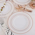 thumbnail image 3 of 150 Pcs Rose Gold Plastic Plates with Disposable Rose Gold Cutlery, Includes: 25 Dinner Plate 10.25", 25 Dessert Plates 7.5", 25 Cups 9OZ and 25 Silverware for Wedding, 3 of 8