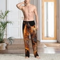 thumbnail image 6 of Lsque Gold Flame Pattern Wolf Print Men's Pajama Pants, Lounge Pant - Comfortable Home Wear,Elastic Waistband, Stylish Design-Small, 6 of 9