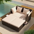 thumbnail image 4 of Costway Patio Rattan Daybed Lounge Retractable Top Canopy Side Tables Cushions Beige Mix Brown + Beige, 4 of 10