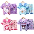 thumbnail image 2 of Lindo Sanrios verano pijamas de chico Kawaii Anime MyMelody Cinnamoroll Kuromi pantalones cortos de manga corta ropa de casa de dibujos animados conjunto de dos piezas regalo, 2 of 4