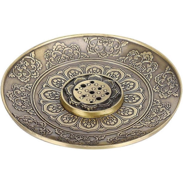 Incense Holder Bronze Incense Burners Plate Flower Round Incense Stick Holder Incense Burner Ash Catcher Home Decoration Tool