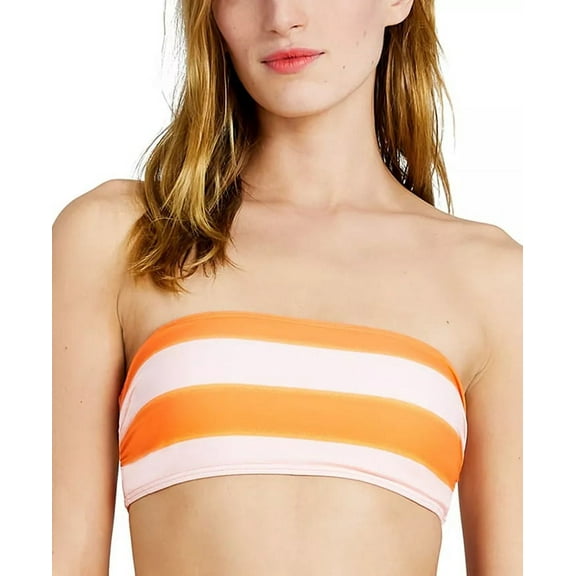 Kate Spade New York ORANGE SODA Striped Bandeau Bikini Swim Top, US X-Small