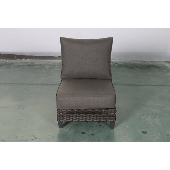 Sectional Sofa - Dark Gray & Light Gray Modular Outdoor Seating - Aluminum Frame - Seats 6