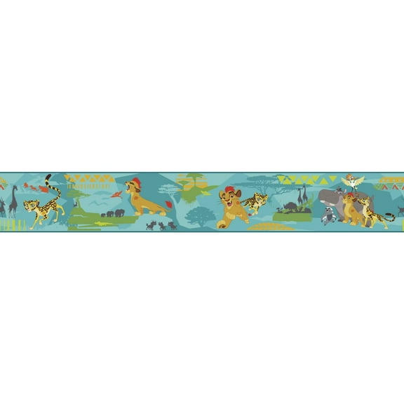 York Wallcoverings' Prepasted Wallpaper Border - Kids Animals Yellow, Green, Red, Blue Wall Border Retro Design, Roll 15 ft X 9 in