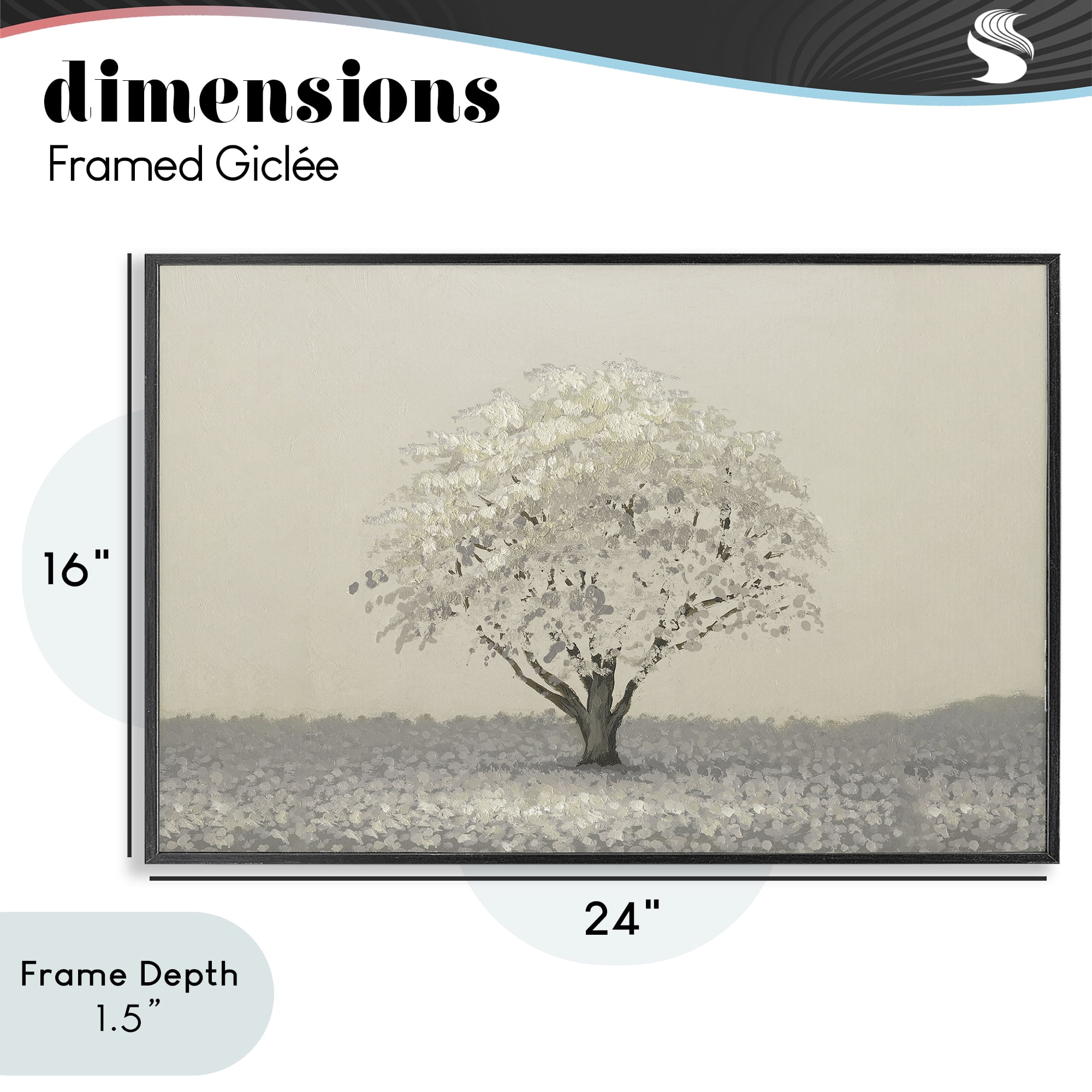 Stupell Industries Neutral Radiance Tree Black Framed Giclee Art, design by Michael Marcon