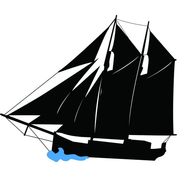Design With Vinyl Artwork boat Sail Boat High Seas Yachts Windy Day Wall Decal for Family - Big Waves Sailors Dream Happiness Themed Décor - Size: 30 In x 30 In