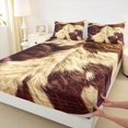 thumbnail image 3 of Homewish Rustic Cow Hide Bed Sheets,Western Farmhouse King Sheets,Beige Brown Sheet Set For Men Women,Breathable Home Decor,4 Pieces, 3 of 7