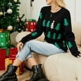 thumbnail image 2 of zaveiop Christmas Tree Sweaters for Women Cute Fuzzy Funny Wintertime and Holiday Parties Knitted Pullover Sweater (Black, S), 2 of 7
