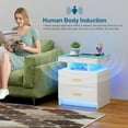 thumbnail image 4 of Night Stand with Wireless Charging and LED Lights for Bedroom,Bedside Table with Glass Tabletop and 2 Drawer Design Ideal for Living Room. (White), 4 of 19