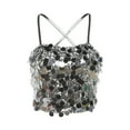 thumbnail image 7 of SNKSDGM Female Womens Tank Tops Fitted Ribbed Linen Tank Tops for Women Plus Sexy Sequin Tops for Women Glitter Sequin Top Disco Club Party Sparkly Camisole S, 7 of 7