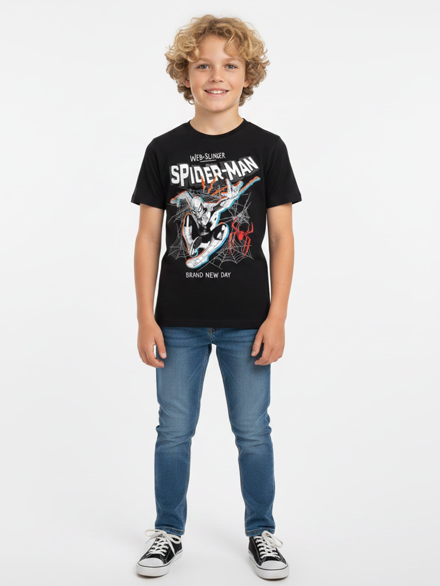 Marvel Spider-Man Boys' Graphic Tee with Short Sleeves, Webslinger, Sizes 4-18