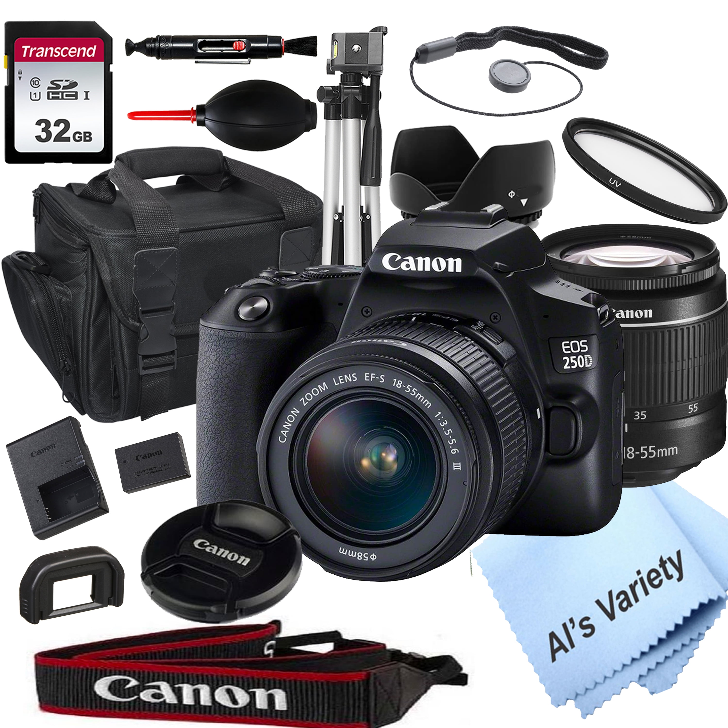 Canon EOS 250D/ Rebel SL3 DSLR Camera with 1855mm f/3.55.6 Zoom Lens