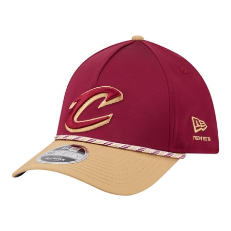 Men's New Era Wine/Gold Cleveland Cavaliers Rope Two-Tone M-Crown A-Frame 39THIRTY Flex Hat