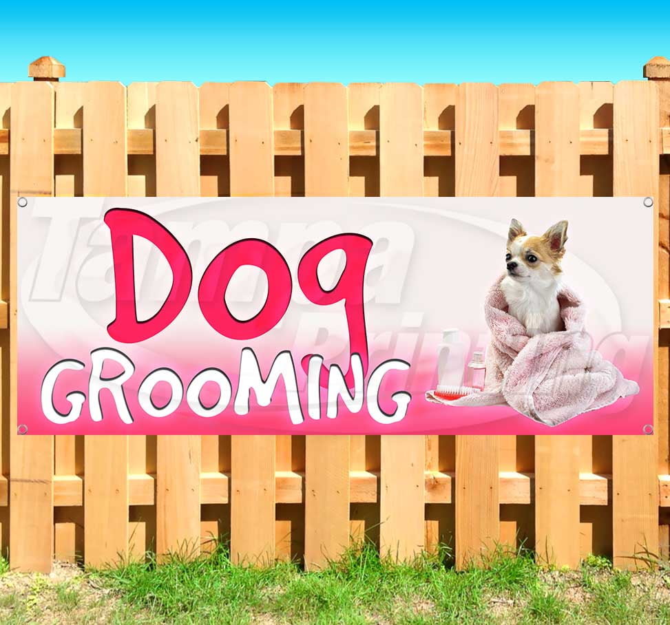 DOG GROOMING 13 oz heavy duty vinyl banner sign with metal grommets, new, store, advertising