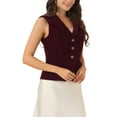 thumbnail image 4 of INSPIRE CHIC Women's Waistcoat Suit Velvet Sleeveless Lapel V Neck Dressy Blazer Vests S Burgundy, 4 of 5