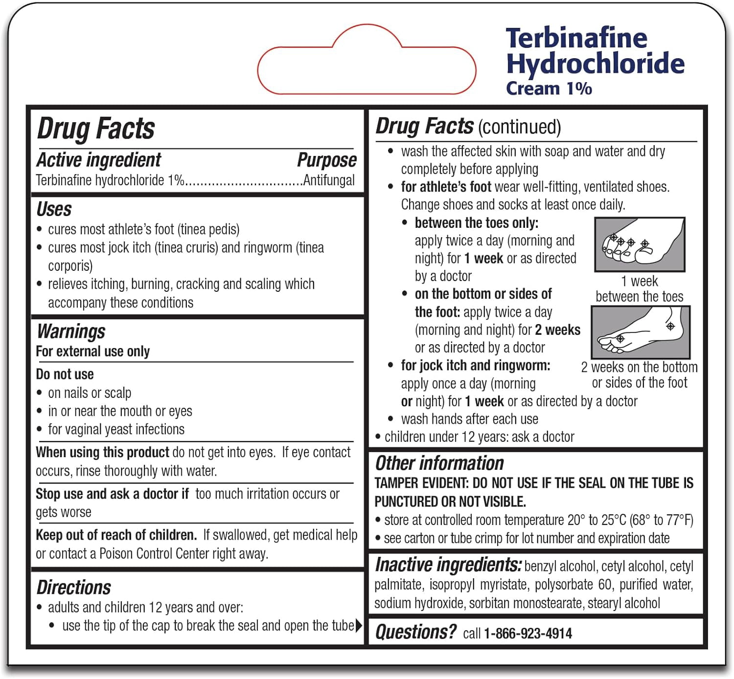 Taro Terbinafine Hydrochloride 1% Athletes Foot Treatment, Antifungal Cream for Skin, Effective Anti Fungal Cream for Athlete's Foot Relief and Skin Health, 0.5 oz Tube