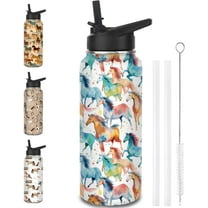 Horse Water Bottles with Straw, 32 Oz Insulated Stainless Steel Tumbler Cup Mug Horse Gifts for Women Girls Horse Lovers