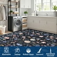 thumbnail image 4 of Garvee 9'x12' Floral Print Area Rugs, Washable Vintage Rug Low Pile Farmhouse Carpet Stain Resistant Distressed Indoor Rugs for Living Room Bedroom Home Decor, Dark Gray Blue, 4 of 8