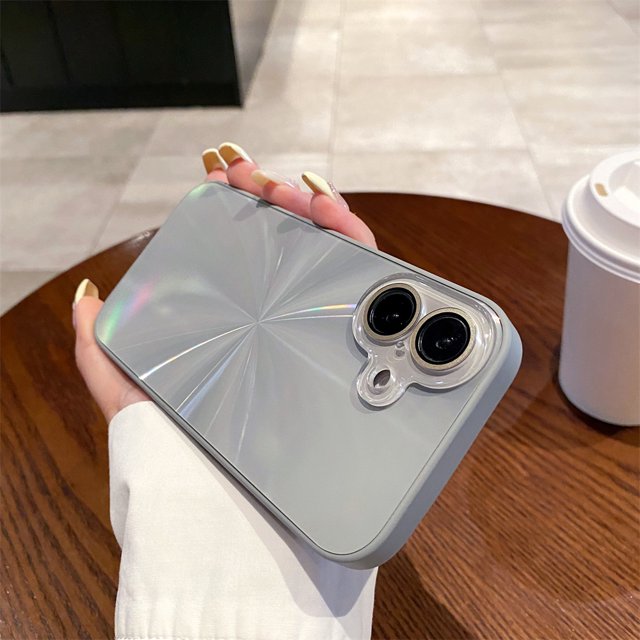 CD Laser Luxury Solid Candy Color Camera Protect Phone Case For iPhone 16 15 14 13 12 11 Pro Max Skin Feeling Full Back Cover Light Gray For iPhone 12ProMax