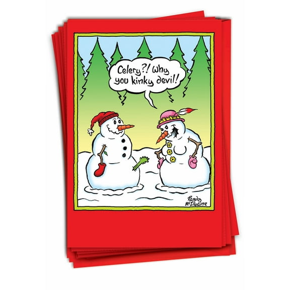 12 Funny Merry Christmas Cards Bulk (1 Design, 12 Cards) - Celery Christmas B5761