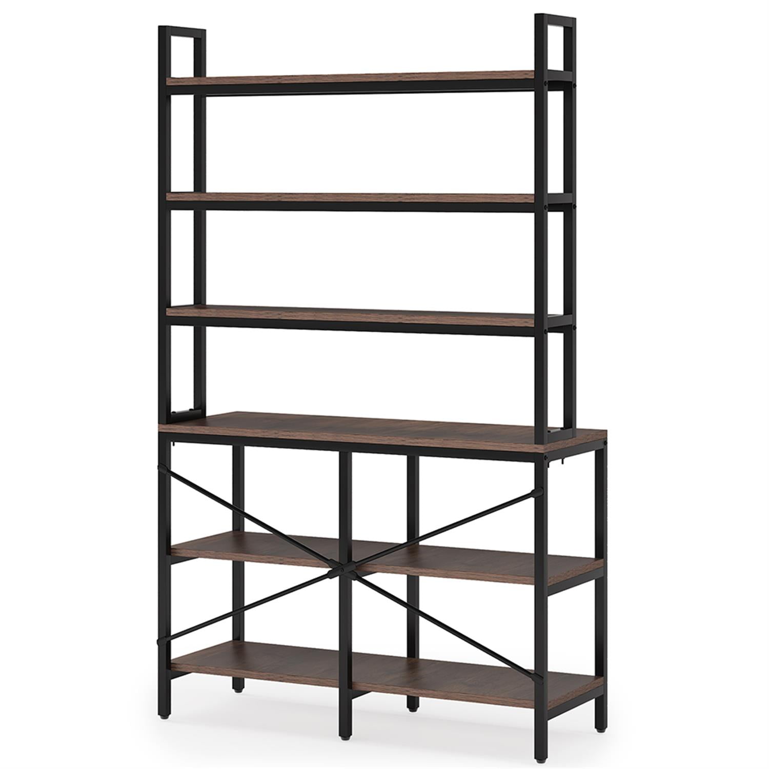 Demi Bonn 6-Tier Bookshelf, 70"dustrial Etagere Bookcase Storage Rack for Bedroom, Living Room, Brown