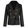thumbnail image 4 of Lovskoo 2024 Womens Double Breasted Blazer Long Sleeve Peak Lapel Blazers Button Front Jacket with Pockets Black, 4 of 7