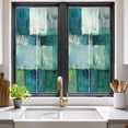thumbnail image 2 of Abstract Modern Art Window Privacy Film Watercolor Green Geometric Theme Decorative Glass Window Film UV Blocking Static Cling Non-Adhesive Sticker Covering for Home Door 17.7 x 39.3 inches, 2 of 7