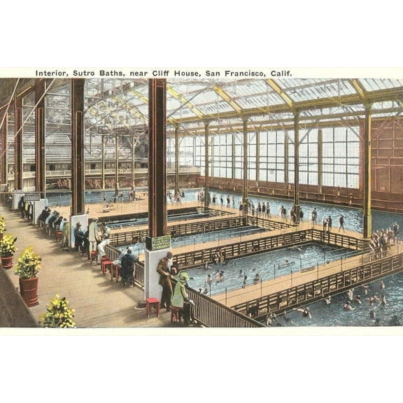 Art.com Interior, Sutro Bath House, San Francisco, California Art Print, 18" x 12"