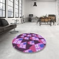 thumbnail image 4 of Ahgly Company Machine Washable Indoor Round Transitional Dark Magenta Purple Area Rugs, 3' Round, 4 of 7