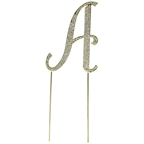 Unik Occasions Sparkling Collection Crystal Rhinestone Monogram Cake Topper - Letter A, Large, Gold